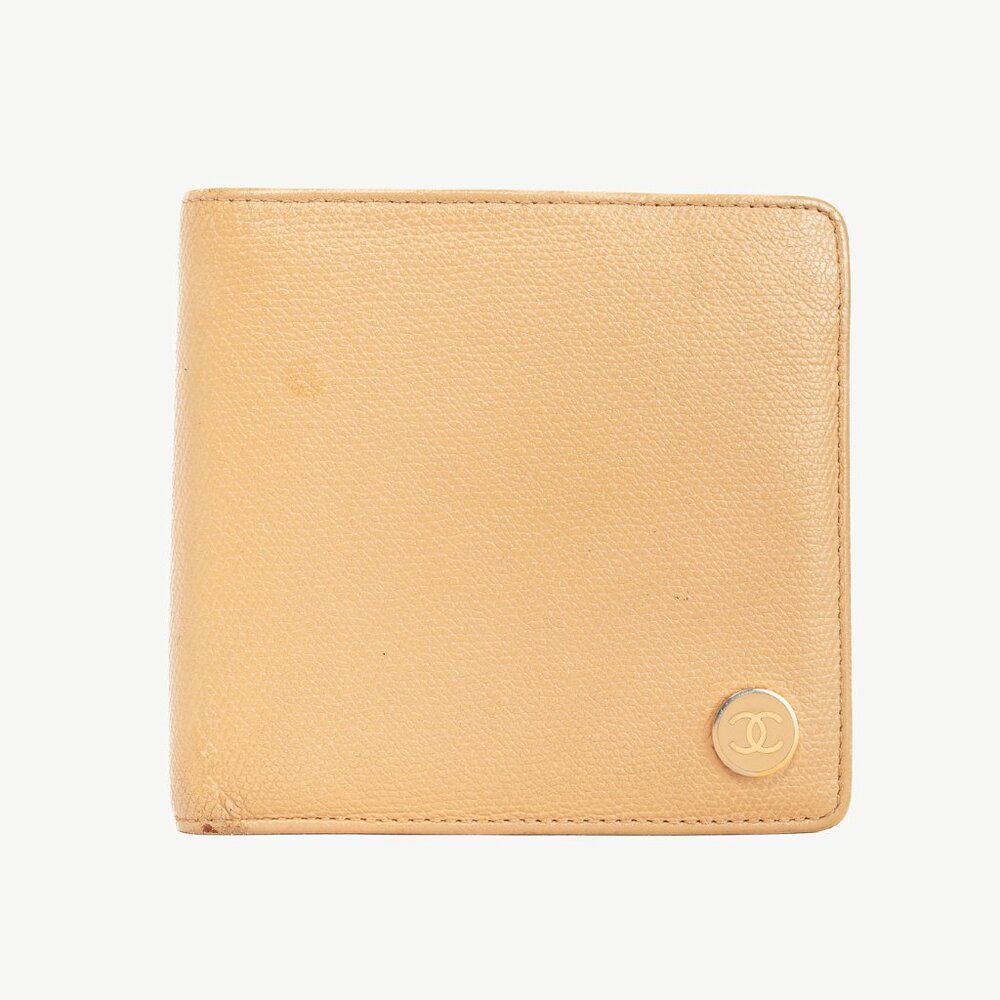 Chanel Camel Caviar Leather CC-Logo Bifold Wallet